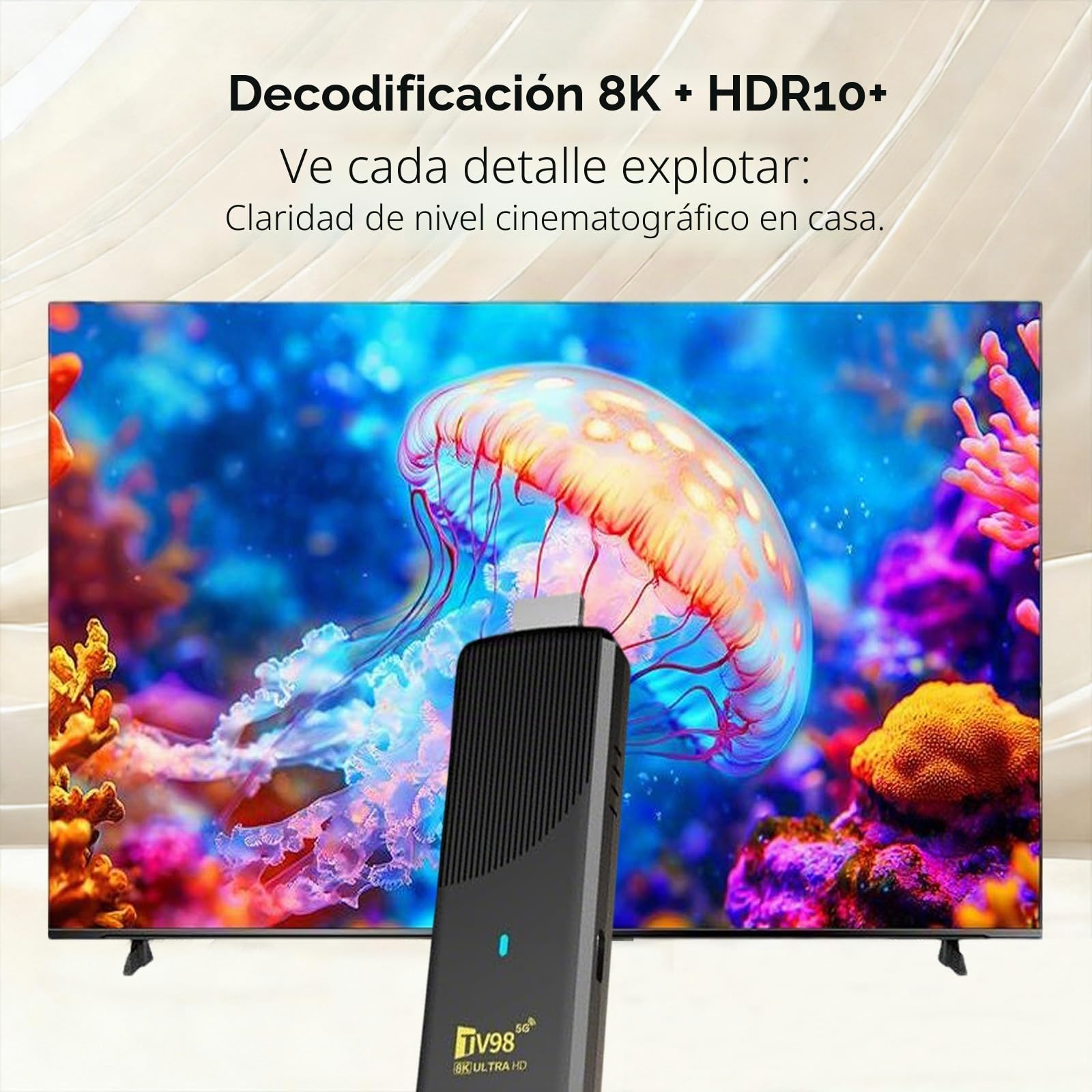 Streaming Android 14.0 TV Stick soporta 2.4G/5G Wi-Fi Bluetooth