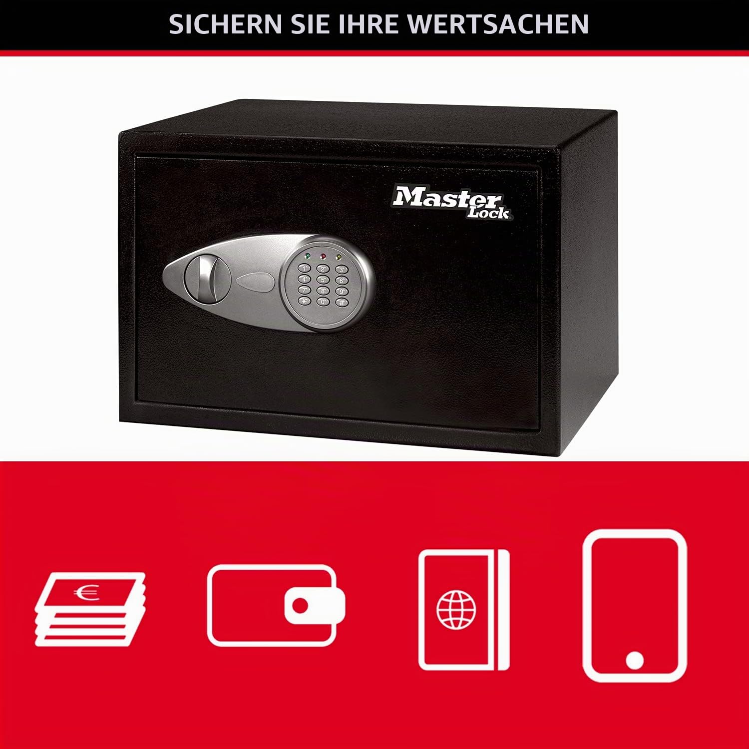 Master Lock Tresor mit Zahlenschloss, elektronische Kombination, 16 L, 22 x 35 x 27 cm