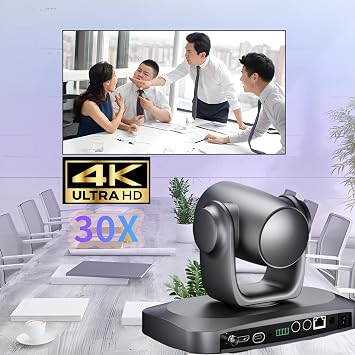 PTZ Camera 4K 30x Optical Zoom Auto Tracking - Professional Conference Camera with HDMI/3G-SDI/USB/IP Streaming for Church Worship, Education, YouTube Live, Facebook Streaming, Remote Meeting