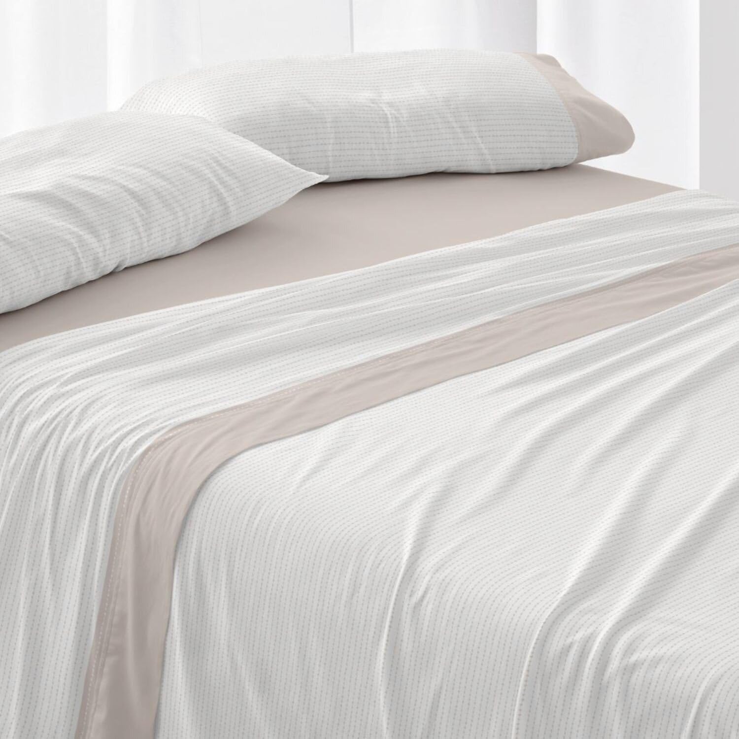 Burrito Blanco | Juego de sábanas | Cama de 135cm. (+Medidas Disponibles) | Diseño 550 | Color Arena (135x190/200cm.)