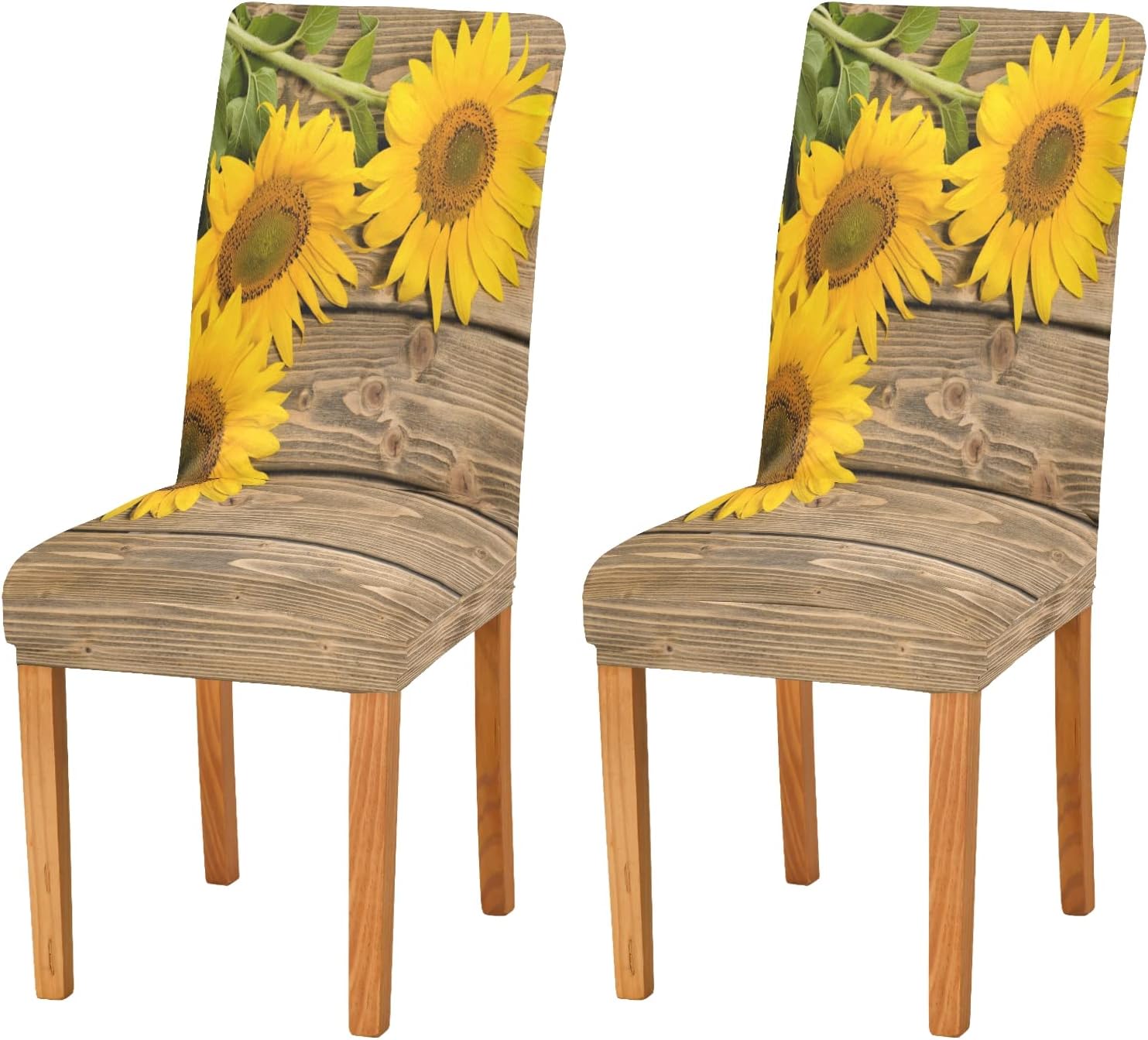 ALAZA Stretch Dining Room Chair Covers, Sunflowers on The Wooden Chair Covers Parson Chair Slipcovers Removable Washable for Dining Room Ktichen Ceremony