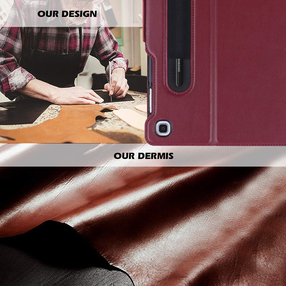 Tесh Dеаlѕ 🔥 FYY Samsung Galaxy Tab S5E Case with Pencil Holder Luxury Cowhide Genuine Leather Handcrafted Case Cover with [Auto Sleep-Wake Function] for Samsung Galaxy Tab S5E Wine Red