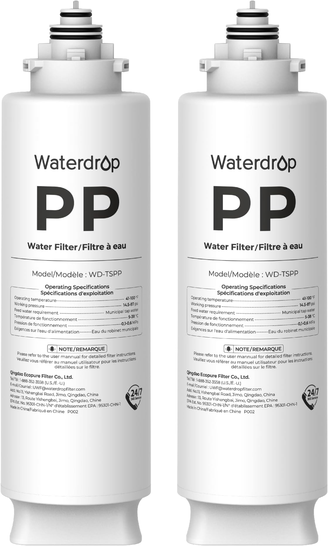 Waterdrop TSPP Under Sink Sediment Water Filter, Replacement TSU-W 3-Stage Ultra-Filtration Under Sink Water Filter System, 2 Pack
