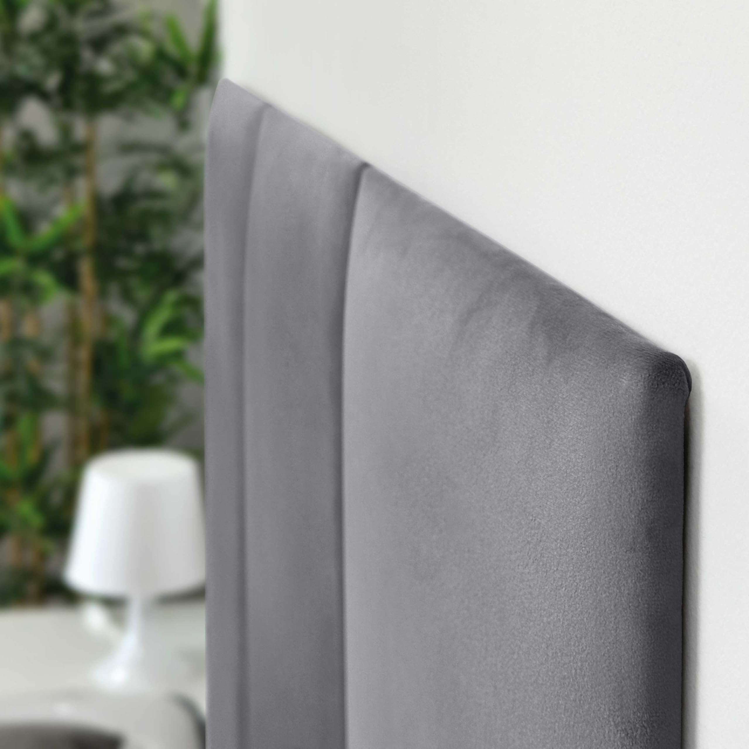 DHOME Cabecero Tapizado Terciopelo Liso Antimanchas Diseño Modular Vertical Autoadhesivo Cabezal Cama Dormitorio Acolchado (Gris, 90cm, Altura 80cm, x2)
