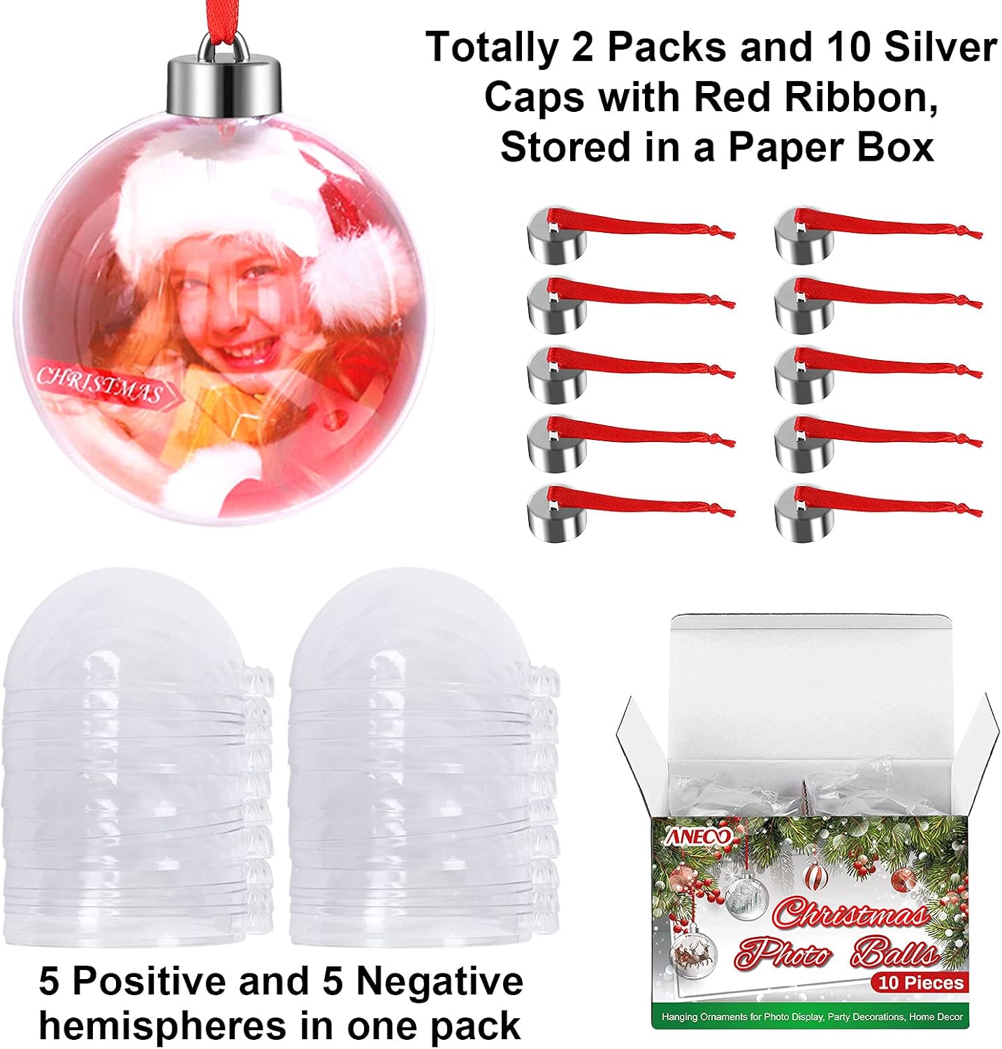 Aneco 10 Pieces Clear Acrylic Photo Ornament