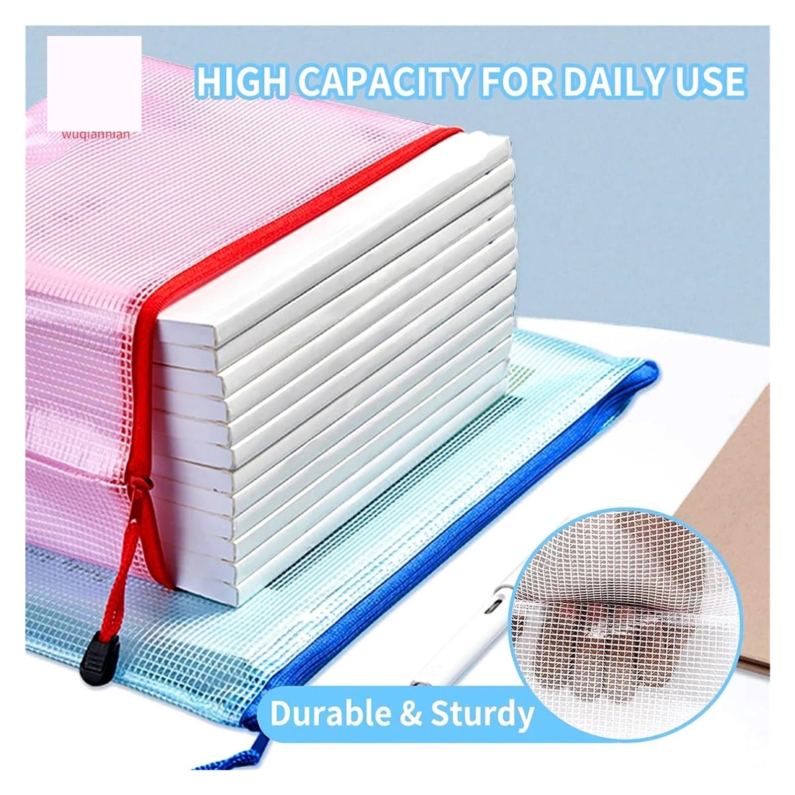 Lot de 24 pochettes à fermeture éclair A4 A4 - Couleurs mélangées - En maille - Fournitures scolaires et de bureau - Multifonctionnel - Pour voyage