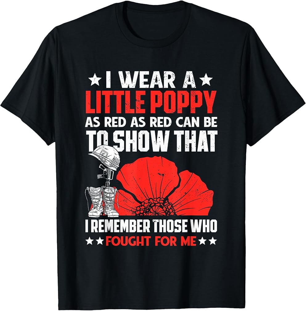Veterans Day USA Memorial Lest We Forget Red Poppy Flower T-Shirt
