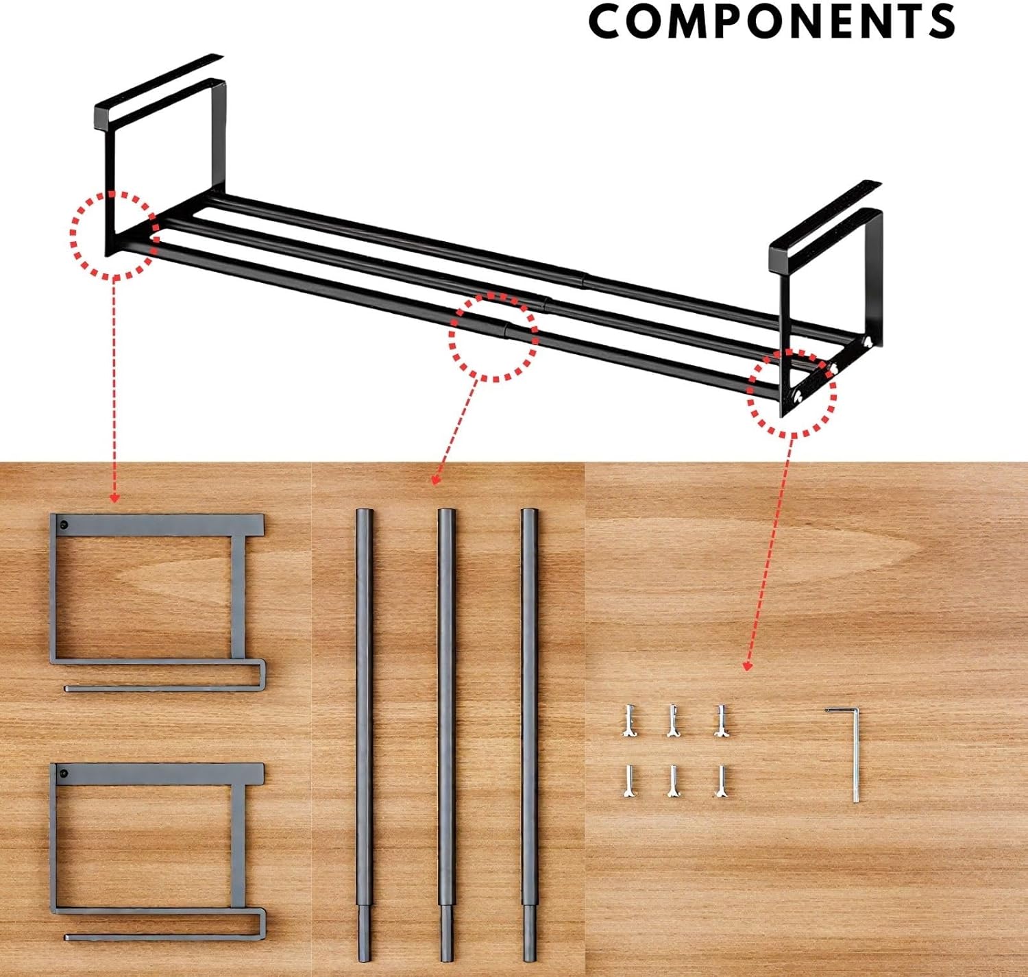 Cabinet Telescopic Shelf, 11.8-19.7/15.7-27.6/19.7-35.4in Expandable Shoe Rack Organizer for Shelf - Double Your Limited Space, Retractable Under Cabinet Hanging Stand(Black,2PK(50-90cm/19.7-35.4in))
