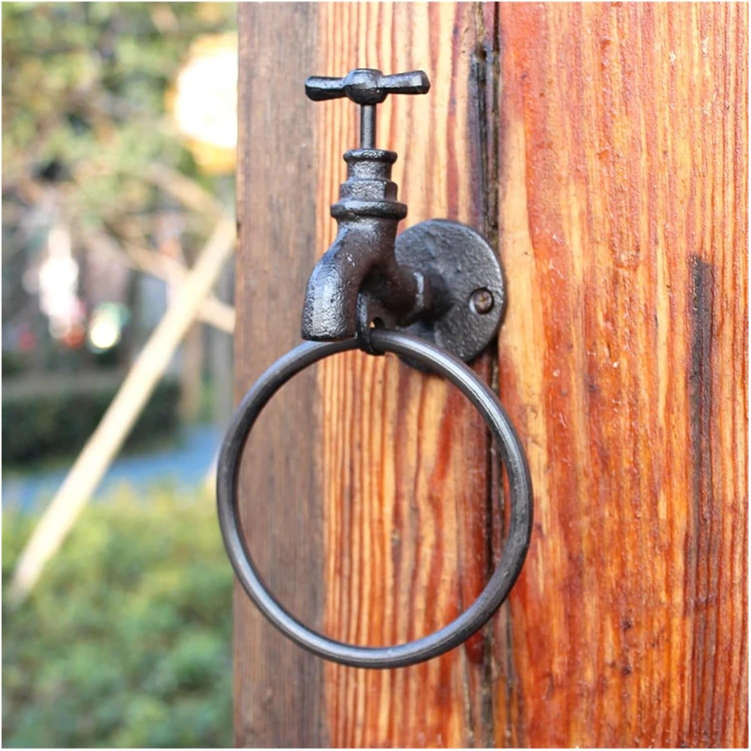 Door Knocker Retro Nostalgic Door Ring Cast Iron Personalized Courtyard Indoor Bathroom Towel Rack Creative Hook Furniture Handle Knocker