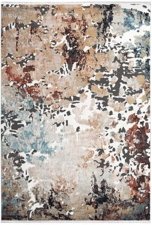 Abani Contemporary Warm Rust Distressed Farmhouse Rug - 5'3" x 7'6" Rugs Modern Non-Shed Orange Living Room Rug