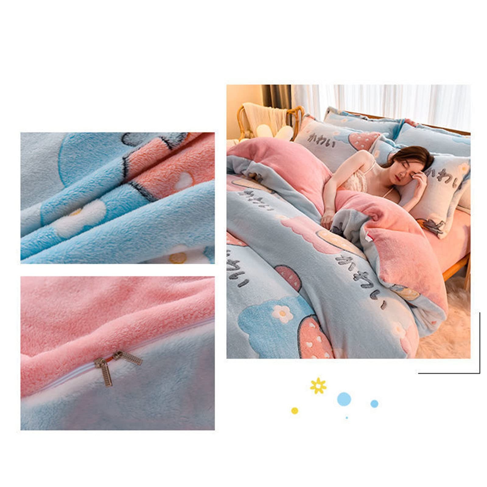Set Copripiumino 1 pz Flanella Copripiumino Morbido Caldo Corallo Coperta In Pile Inverno Copripiumino Coperte e Plaid Copriletto Lavaggio Meccanico Biancheria Da Letto Tessili for La Casa Set Piumone