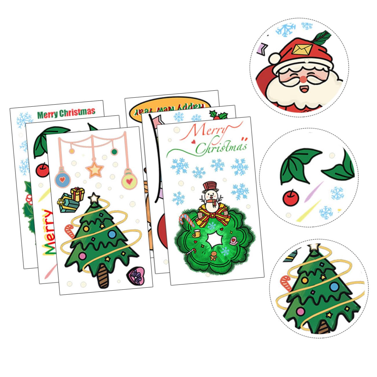 Angoily 30 Stck. Teiliges Weihnachtsfenster Deko aus Sicherem Wasserdichtem PVC mit Selbstklebenden Abziehbaren Cartoon Motiven Wie Weihnachtsmann Tannenbaum Schneeflocken und Rentier für