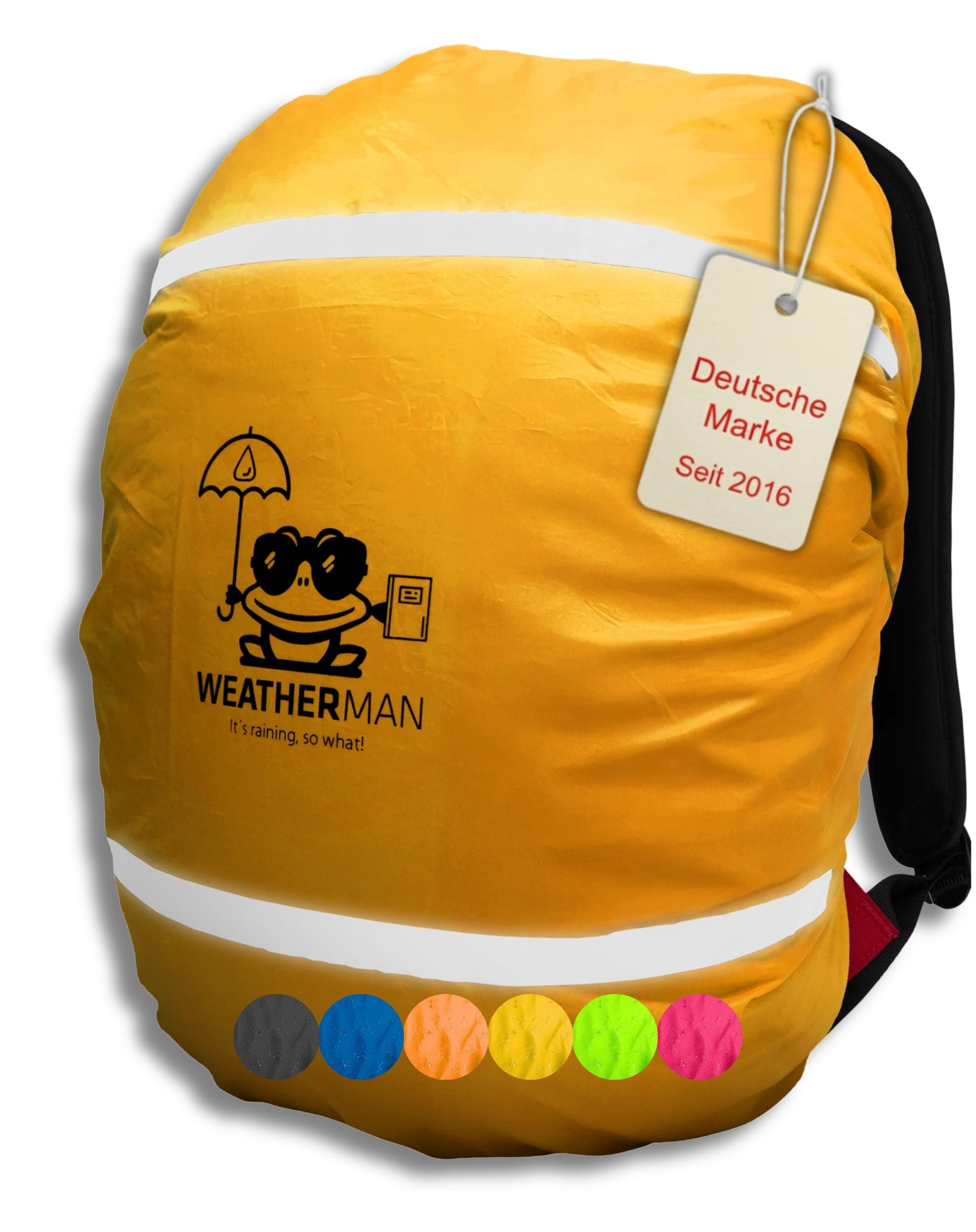 Weatherman, Protector de Lluvia para Carpetas y Mochilas, Color neón, con Goma elástica, Funda de Seguridad Impermeable