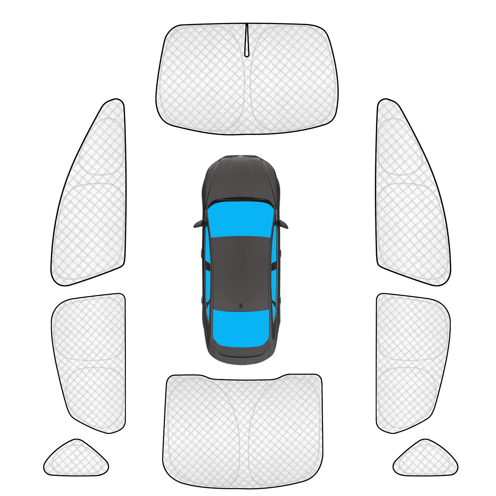 KMF 8pcs Thicken Sun Shades for Ford Fusion 2013-2021 Accessories, Full Car Window Covers Sunshade for Windshield Side Rear, UV Block and Privacy Blackout for Camping Outdoor