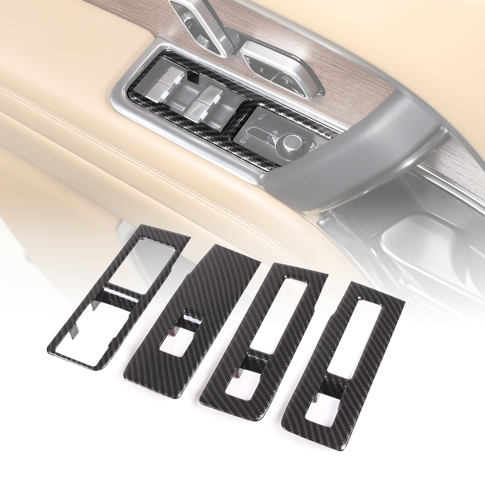 HIRUFAIT Window Lift Switch Cover Trim Compatible with 2023 2024 Land Rover Range Rover Vogue L460 Accessories, ABS Car Door Window Glass Lift Button