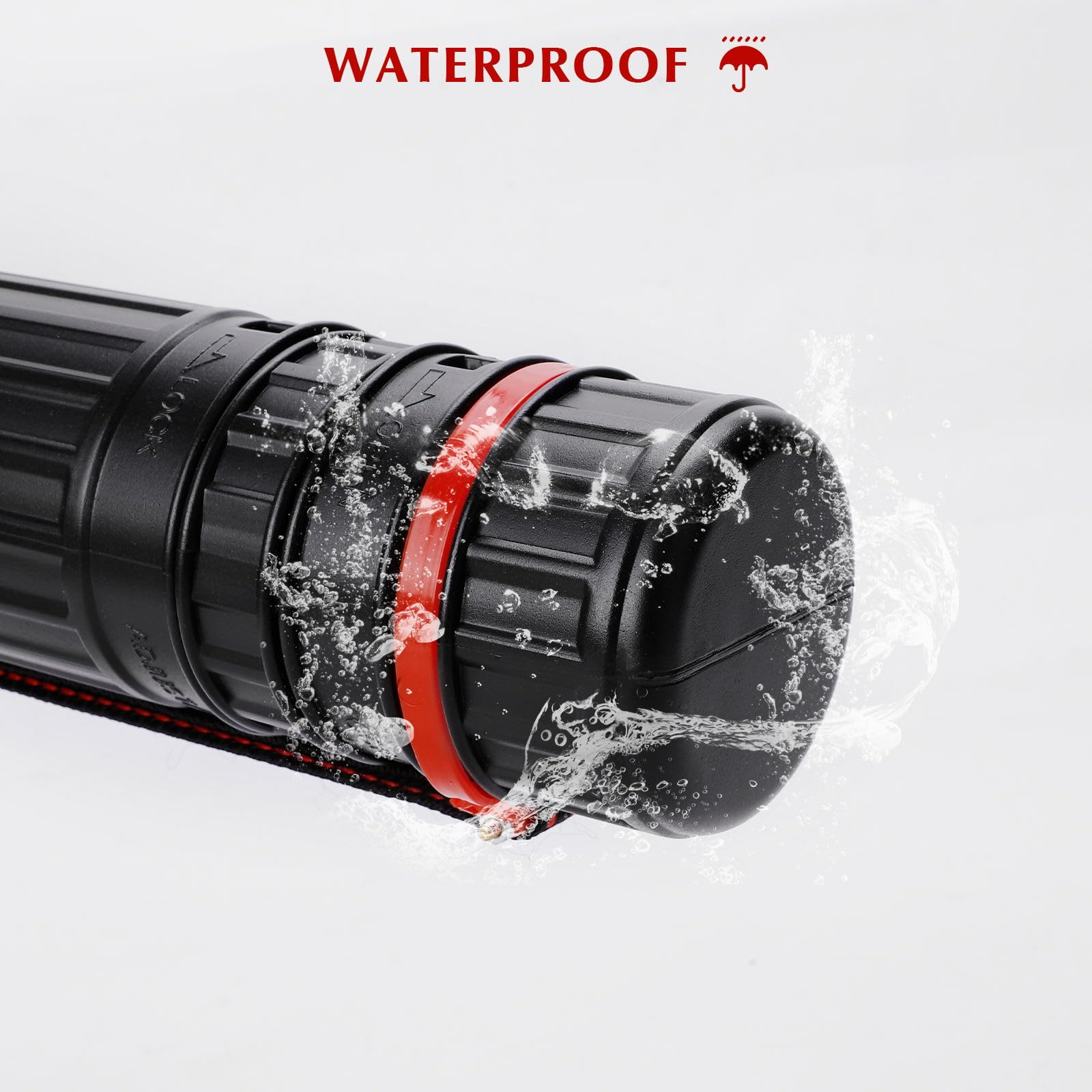 DEWEL Rotolo di poster telescopico A1, rotolo da disegno, 45-75 cm, per poster e lavagna a fogli mobili, lunghezza e tracolla regolabili, plastica, 1 pezzo, Tasca aggiuntiva
