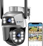 GENBOLT WiFi Security Camera Outdoor with PoE, Dual Lens Home Surveillance IP Camera CCTV with Color Night, Auto Tracking Human Detection Pan Tilt Digital Zoom Spotlight Camera