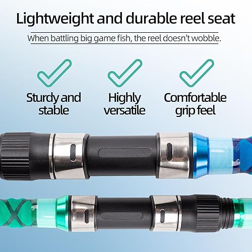 Miniatura 2 de Surf Rod Saltwater 9ft- 4-Piece Carbon Fiber Surf Fishing Rods, Portable Travel Surf Spinning Rod with 20-40lb Power Green Blue