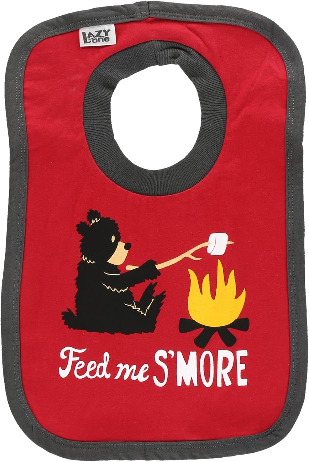 LazyOne Animal-Print Baby Bibs, Cute Baby Shower Gifts, One Size, Bear, S'mores, Camp Fire (Happy Camper, ONE SIZE)