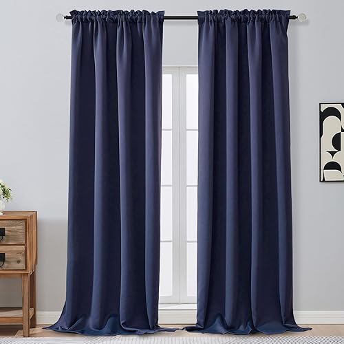 Miniatura 42 de OVZME Cortinas opacas turquesa para tratamiento de ventanas pequeñas, cortinas cortas con bloqueo de luz para ventana de cocina sobre el fregadero,