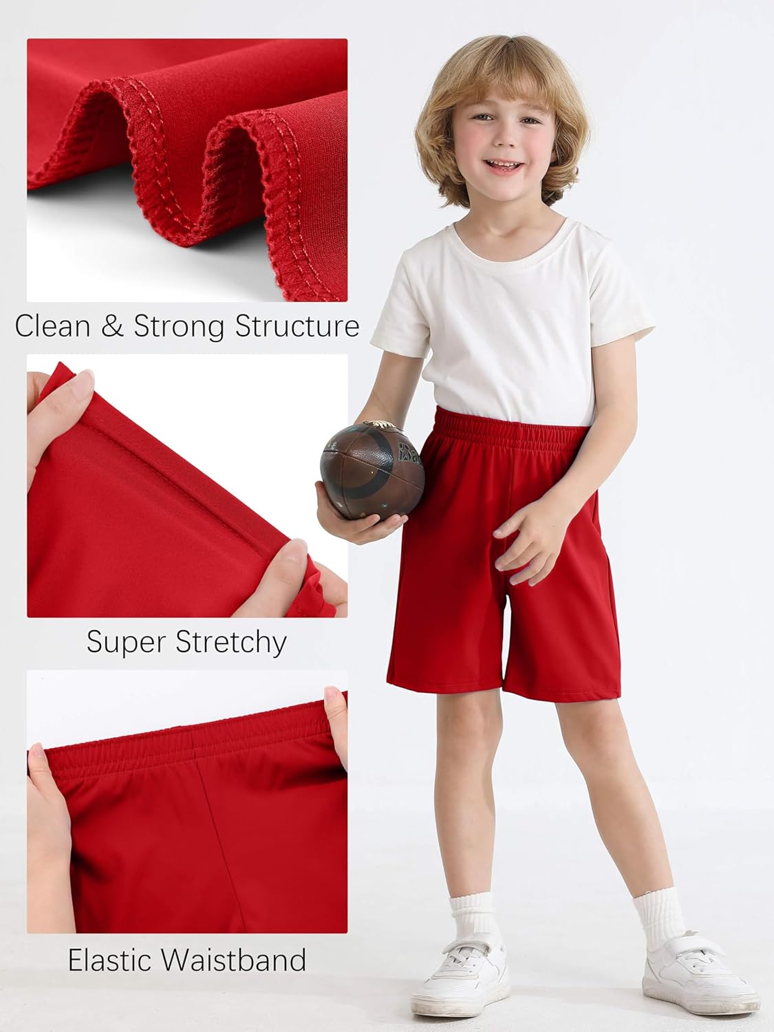 Resinta 4 Pack Toddler Boy Shorts Elastic Waist Boys Athletic Basketball Soccer Shorts Summer Pull-On Comfort for Playwear - Image 2