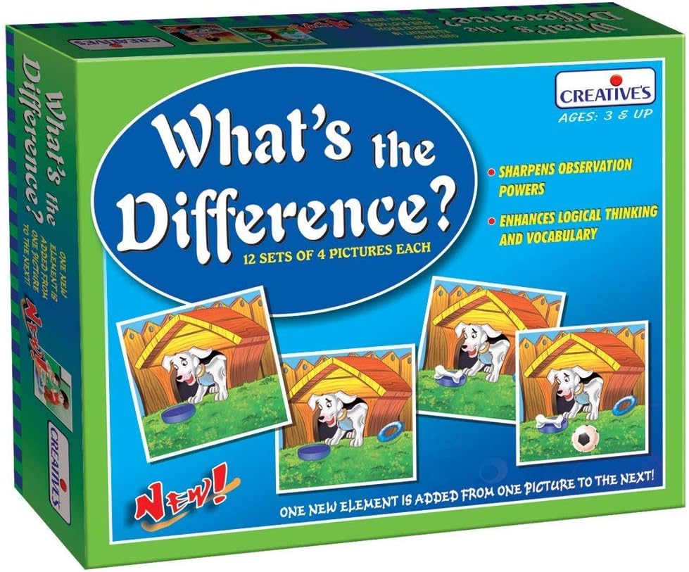 Creative’s What’s The Difference | One New Element is Added from One Picture to The Next| Language Development Games for Kids | Preschool Learning Activity Games| Ages 3 & Up