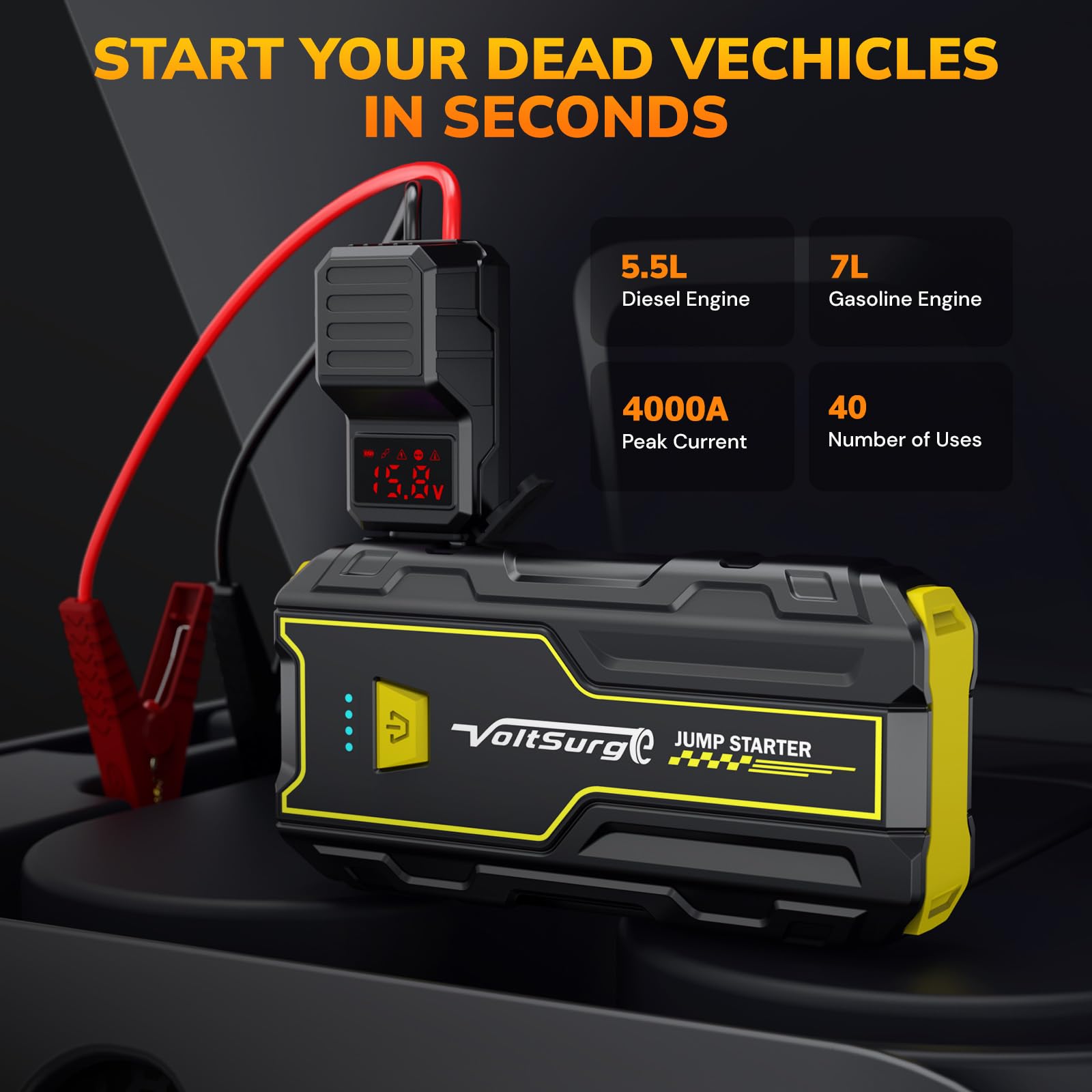 Amazon | 4000A ポータブルジャンプスターター 車用 12Vジャンプ