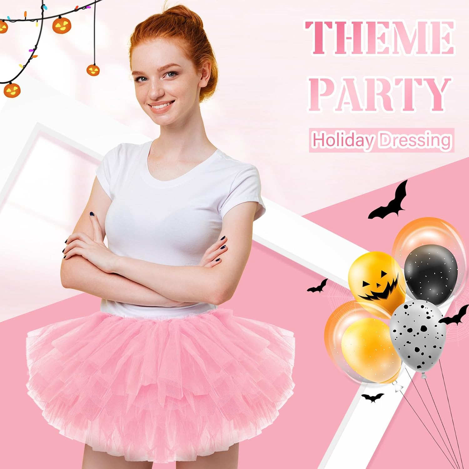 Handepo 9 Pcs Adult Tutu Skirts for Women 5 Layers Tulle Skirt Classic Elastic Tutu for Halloween Ballet Dance Party