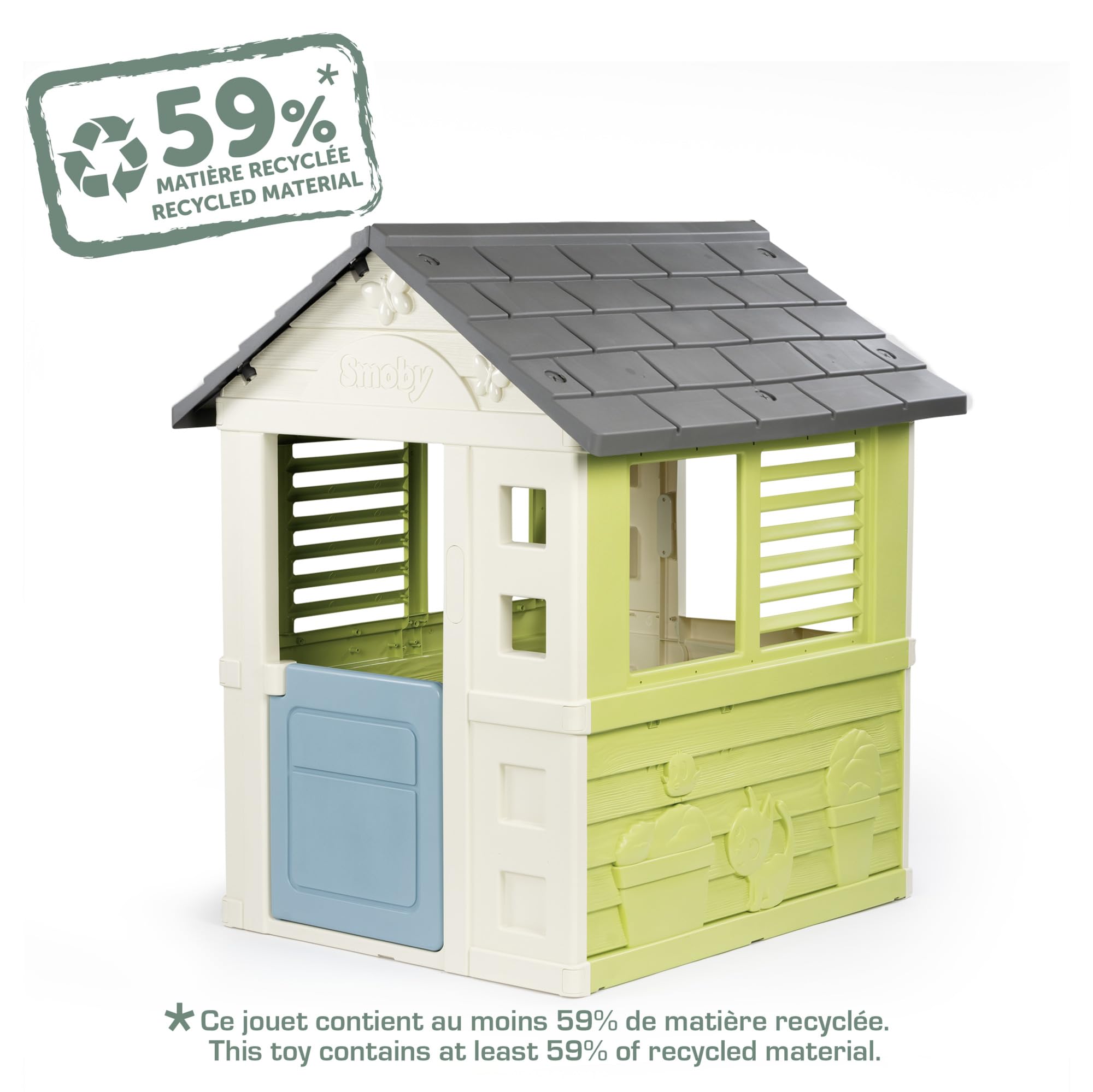 Smoby Life - Casa Bella - Design Moderno - Cancello, Finestre con Persiane - Materiale Riciclato - Dai 2 Anni - Prodotto in Francia