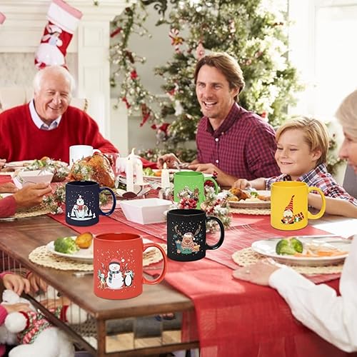 Miniatura 2 de Juego de 6 tazas de café de Navidad multicolor para Navidad, tazas navideñas duraderas para café, leche, cacao caliente, té, café con leche (13