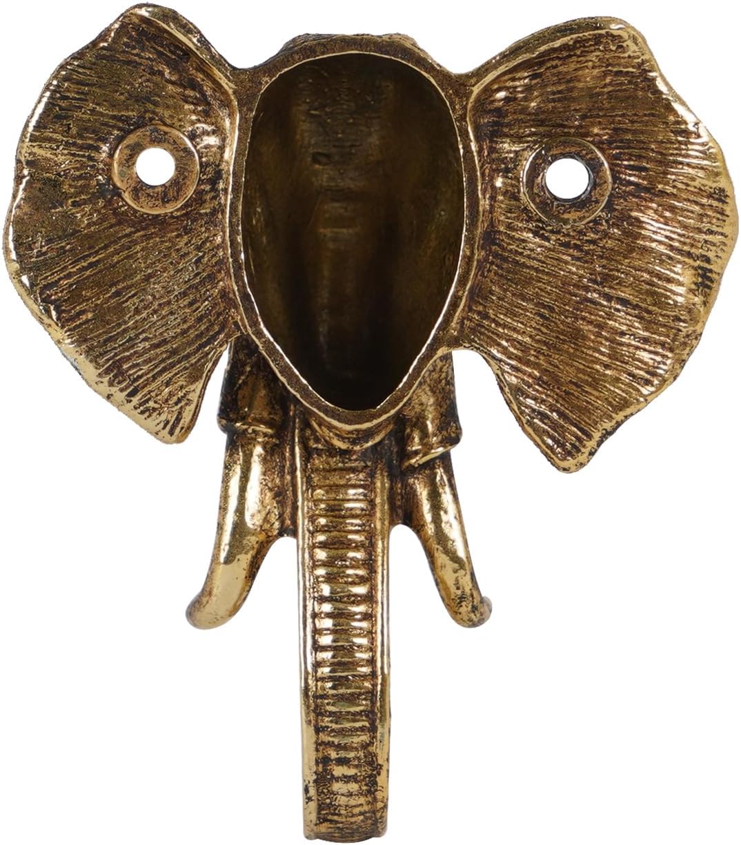 SOFFEE DESIGN 2PCS Metal Golden Coat Hook with Elephant Head Shape, Retro Decorative Wall Hooks for Entryway, Bathroom, Farmhouse Home Decor - Image 8