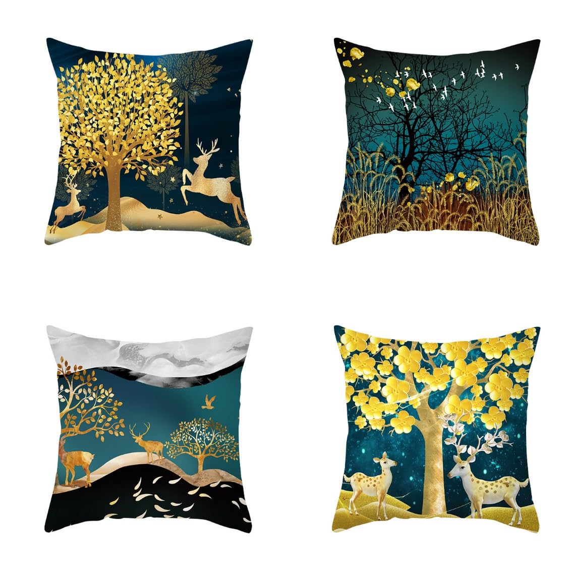 Chenlane Silk Extra Large Couch Pillow Covers Cushion Replacement Nordic Psychedelic Style, xlarge With Design Bright Smooth Thickened 40x40 cm, 4Pcs