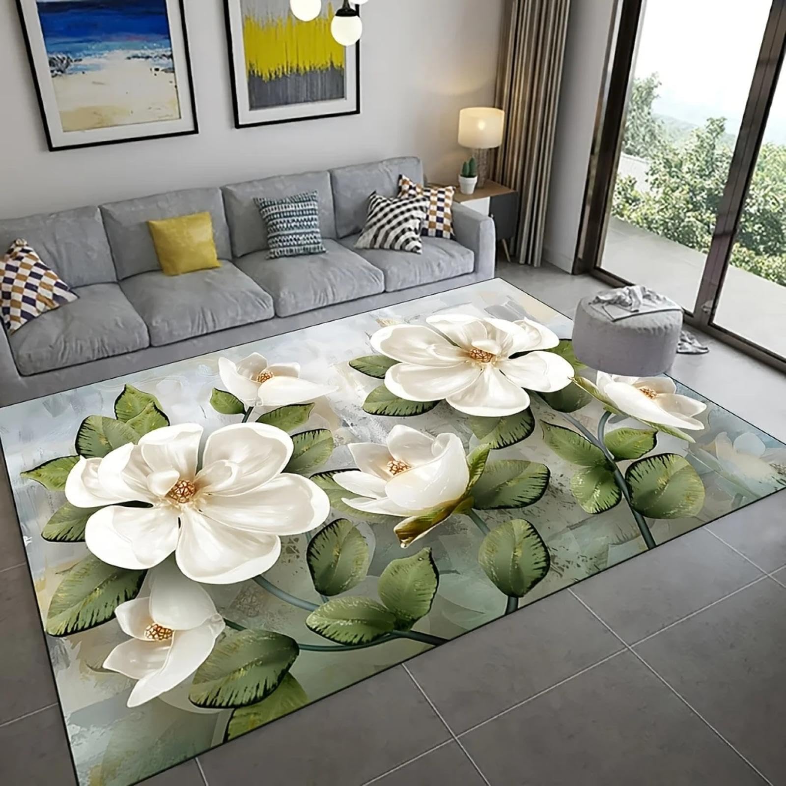Alfombras con estampado de flores JGGXHM antideslizante para proteger suelos de salon y sofa