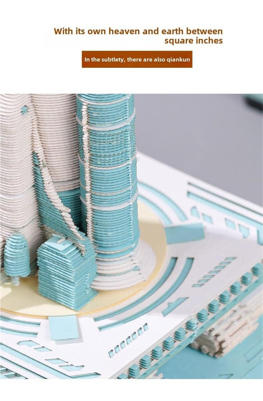 Stehender Tischkalender 340 gravierte Notizzettel aus Papier, blaue 3D-Kunst-Haftnotizen, kreatives Architekturmodell Vintage-Bürodekoration