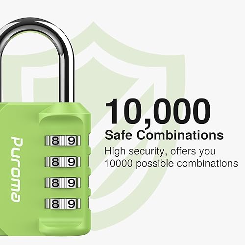 Miniatura 46 de Puroma - Candado impermeable de combinación de 4 dígitos, para intemperie, para casillero escolar o deportivo, valla, caja de herramientas, puerta