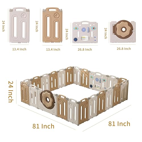 Miniatura 5 de Corralito plegable para bebés, corralito para bebés y niños pequeños, valla para bebés con panel de juego y puerta de seguridad, bolígrafos de juego