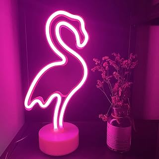 ENUOLI Flamingo Leuchtreklame Neon Nachtlicht mit Halter Basis Batterie