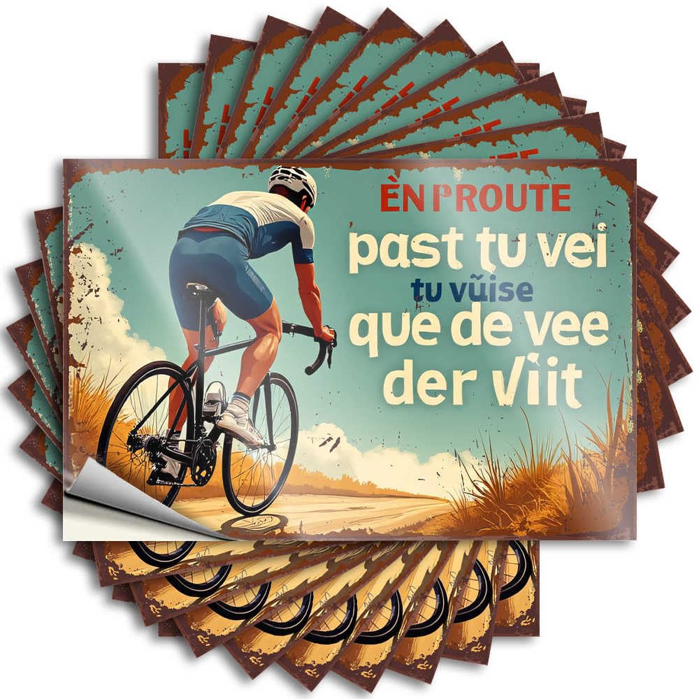 Ride Into The Unknown: A Cyclist's Journey Through Nature Crazy Decals | Farm Kitchen Decor Waterproof Vinyl Tumbler Tiki Removable Decal Peel Stick(6X9CM)