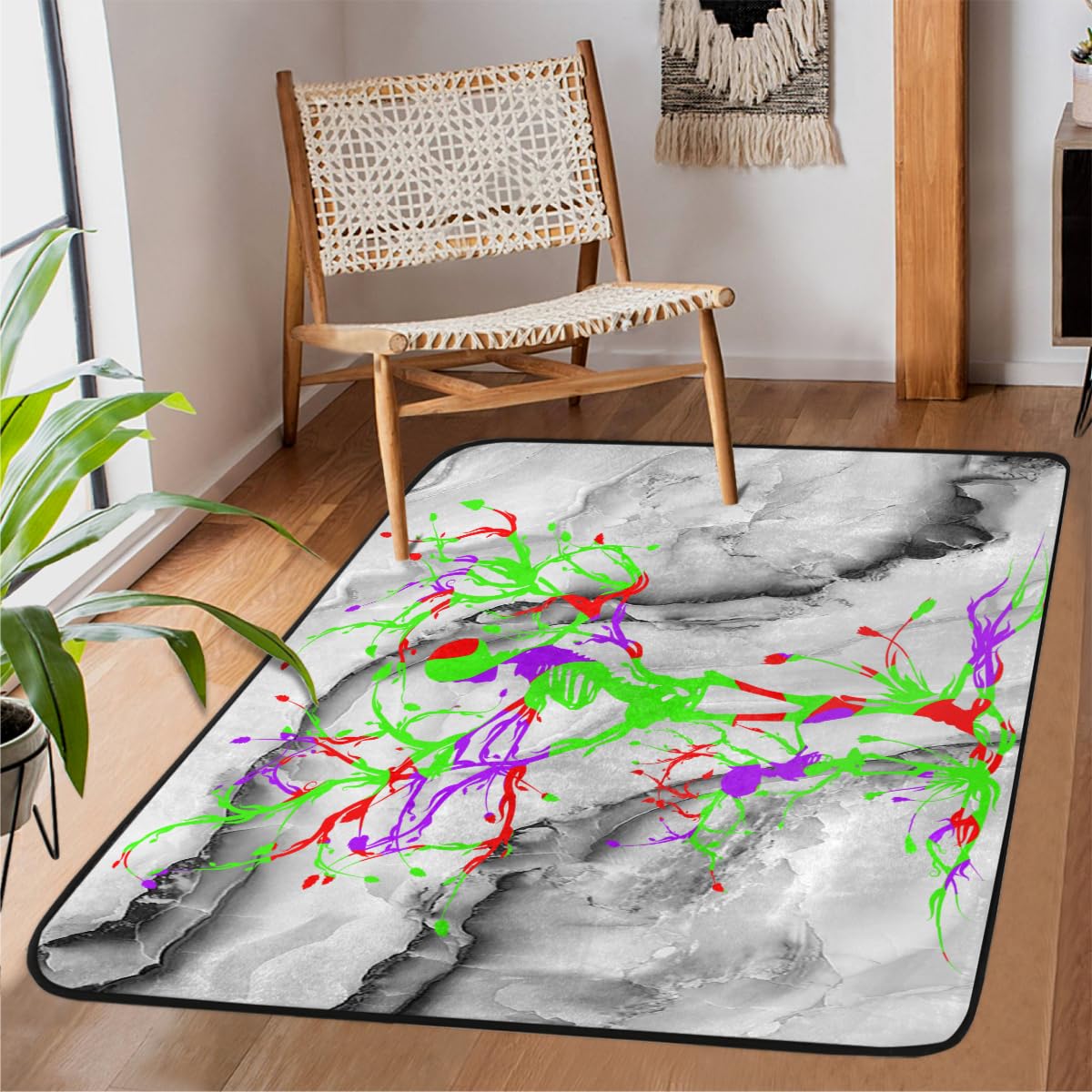 Tapis de salon tête de mort antidérapant et grand format 122x160 pour chambre