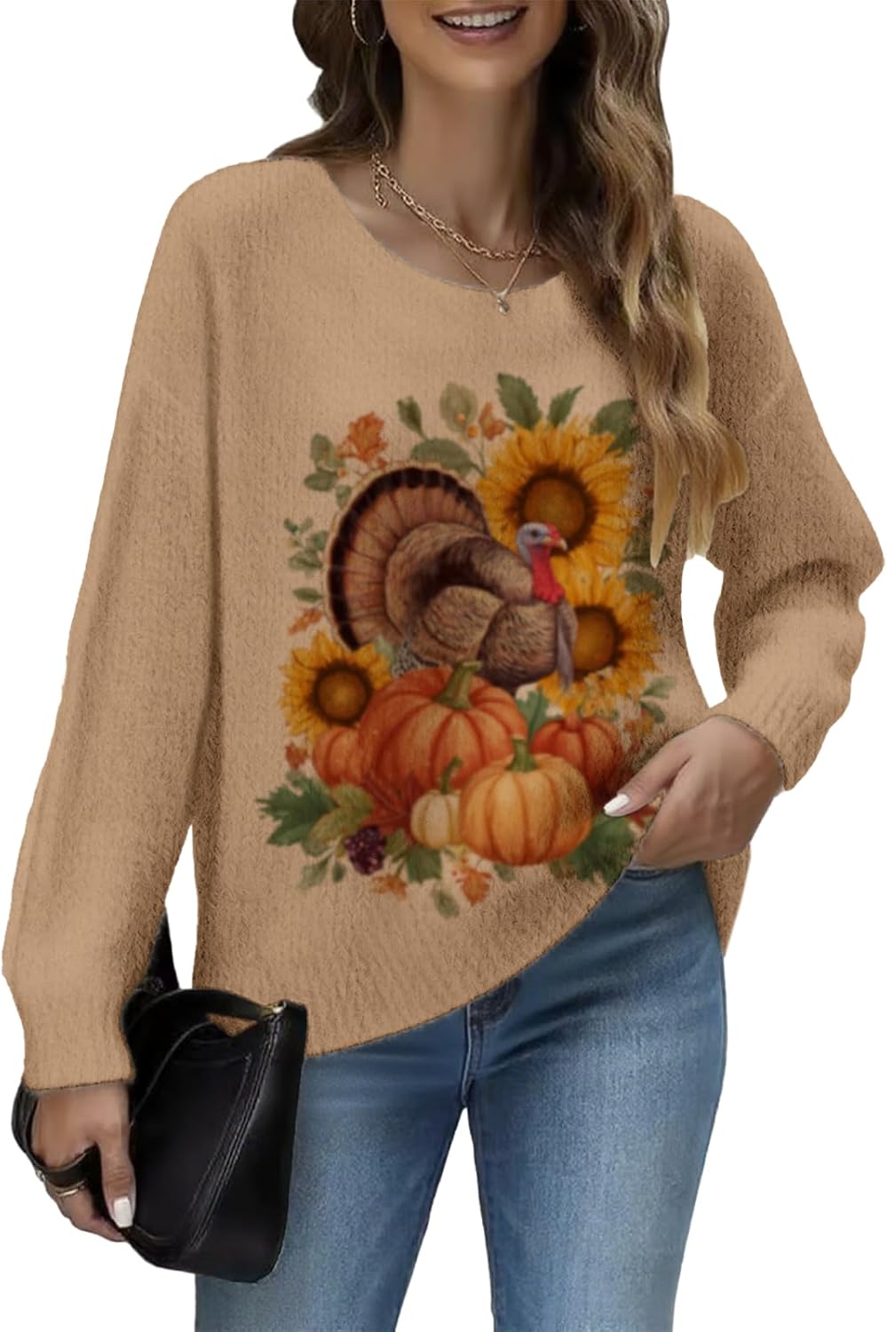 Halloween Sweaters for Women Chunky Fleece Sweater Women Long Sleeve Tops Crochet Knit Pullover Fashion Outfits