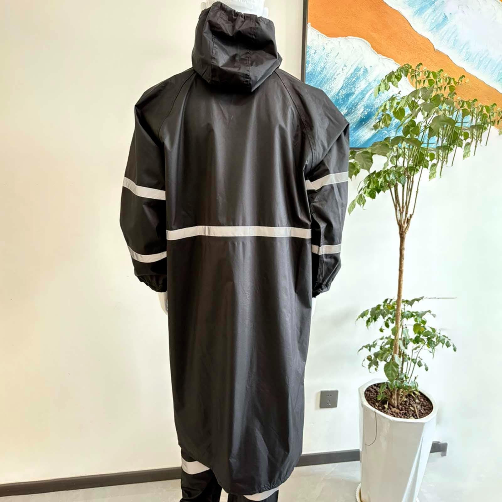 Chubasquero largo impermeable para hombre, impermeable, reflectante, chaqueta de lluvia con capucha, ropa de trabajo para obras, abrigo de lluvia, ponchos de lluvia