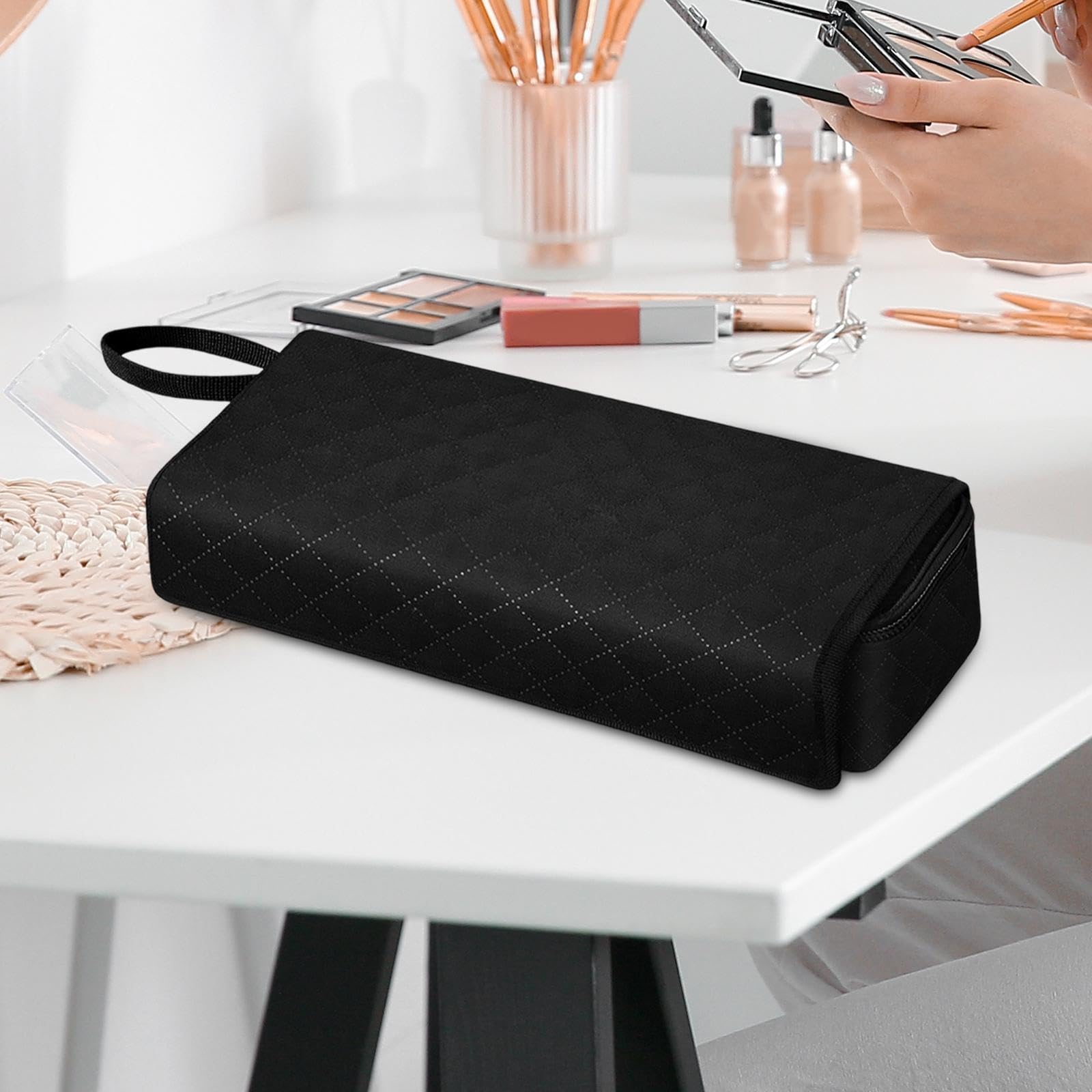 Jojomis Hair Tools Reisetasche mit hitzebeständiger Matte – tragbarer Organizer für Glätteisen, Lockenwickler und Haartrockner – Friseursalon- und Reise-Frisur-Ausrüstungstasche