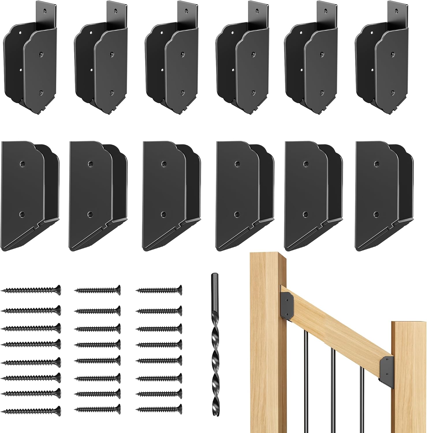 2"x4" (Actual 1.5"x3.5") 201 Stainless Steel Deck Railing 30° Stair Connectors,Wood Post Deck Rail Bracket,Wood Post Deck Railing Bracket to Handrail,Fence Railing Brackets, Barn and Beam(6 Pair-30°)