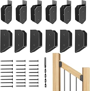 2"x4" (Actual 1.5"x3.5") 201 Stainless Steel Deck Railing 35° Stair Connectors,Wood Post Deck Rail Bracket,Wood Post Deck Railing Bracket to Handrail,Fence Railing Brackets, Barn and Beam(6 Pair-35°)