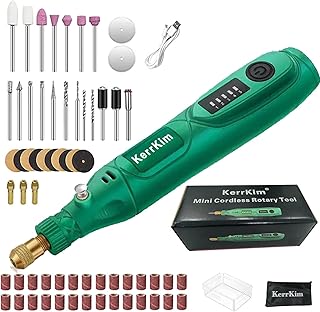 KerrKim Cordless Rotary Tool, 5-Speed USB Rechargeable Rotary Tool Kit with 63 Accessories, USB Charging Mini Power Tool for Sanding Polishing Drilling Etching Engraving DIY Crafts