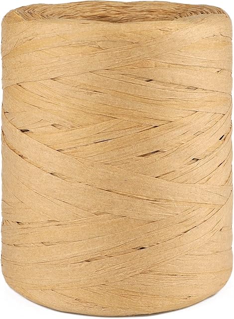 jijAcraft Raffia Paper Ribbon,200M Paper Twine String Craft Paper Raffia Matte Paper Ribbon,1/4 Inch Wide Packing Ribbon String for Gift Wrapping