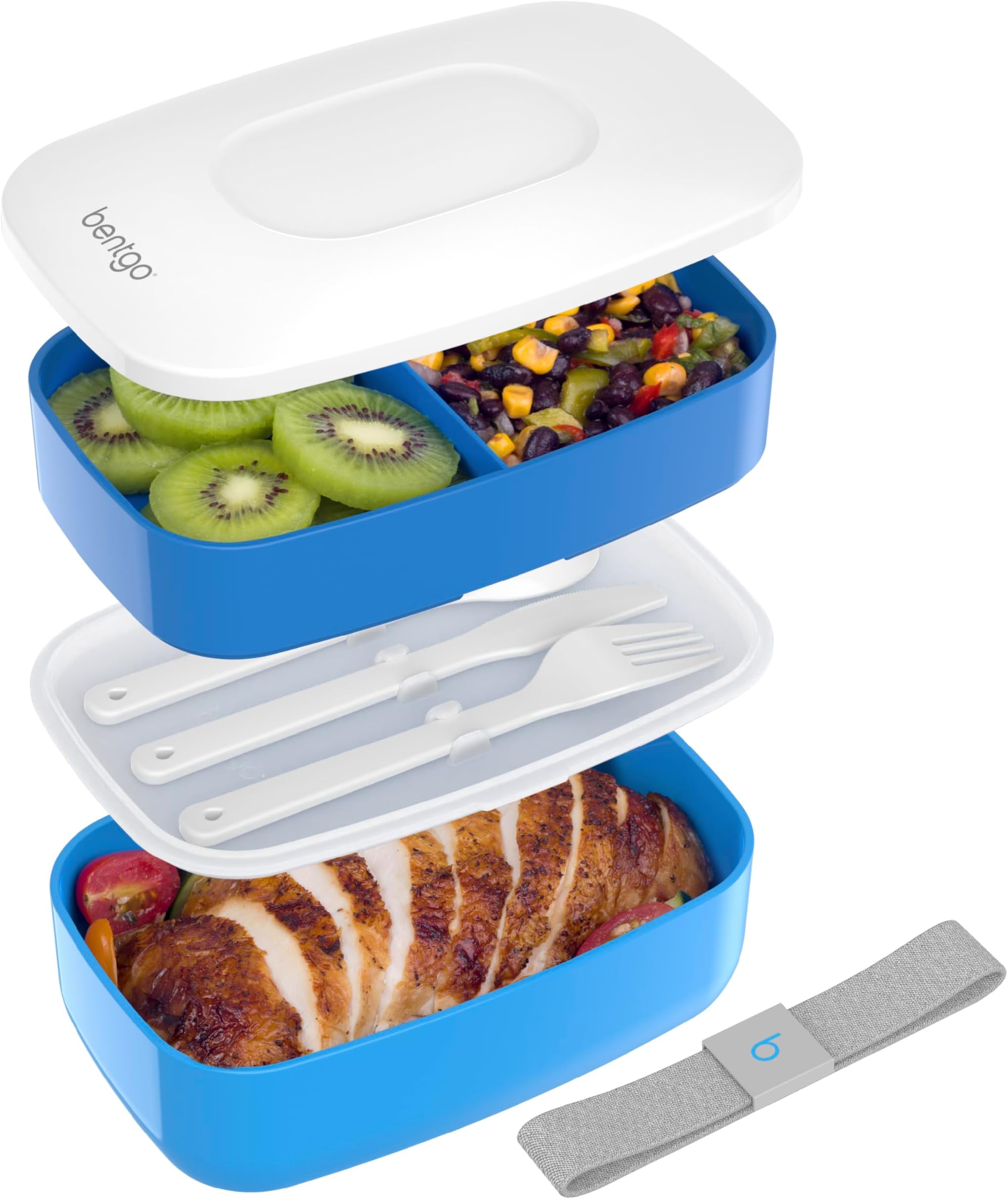 All-in-One Stackable Lunch/Bento Box, Blue