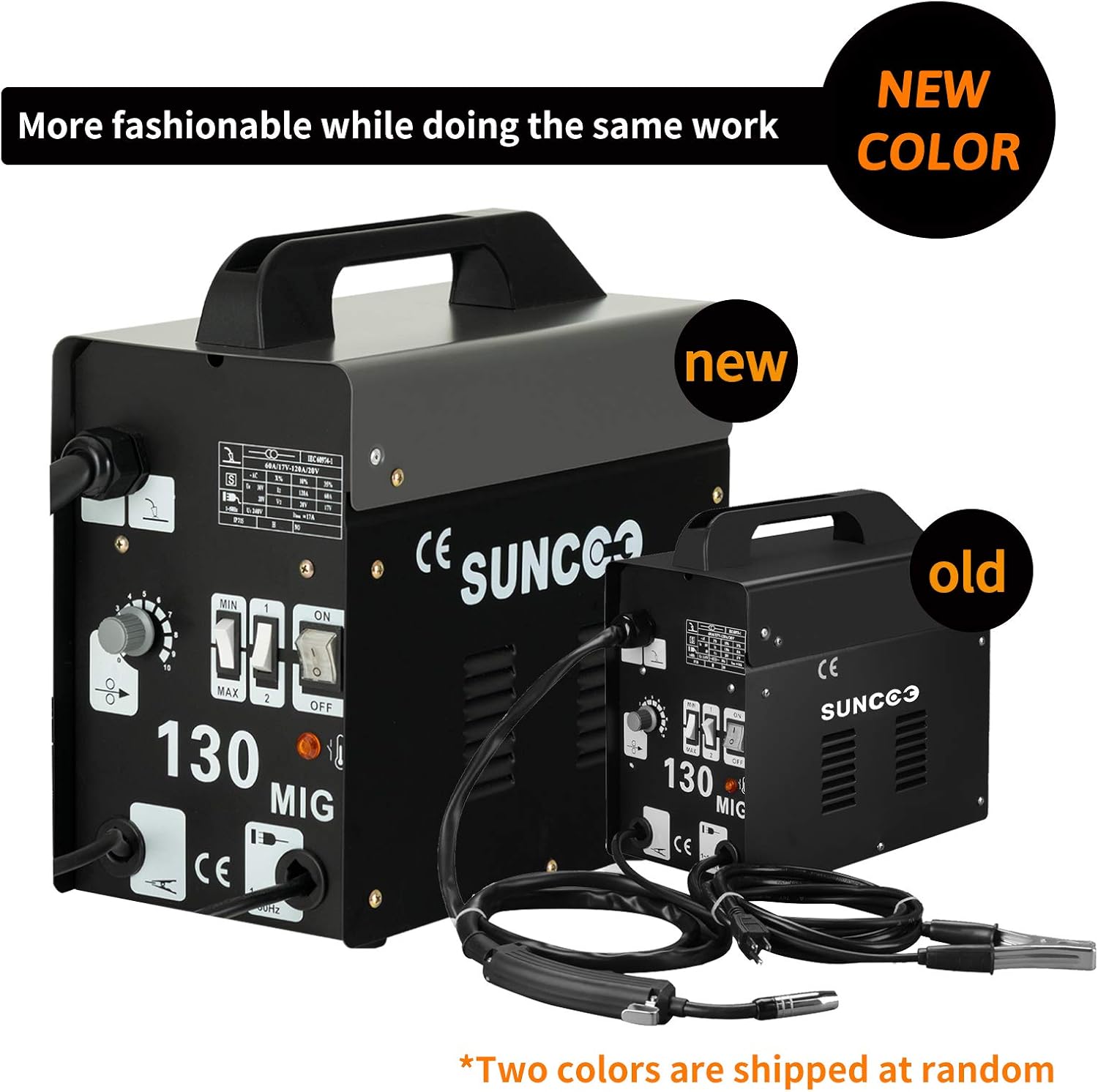 SUNCOO 130 MIG Welder Flux Core Wire Automatic Feed No Gas Little Welder Portable Welding Machine 110 Volt with Brush, Black
