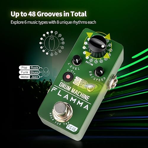 Vista 56 de FLAMMA Pedal de compresor FC21 Pedal de efectos de guitarra eléctrica Efecto de compresión óptica clásica True Bypass