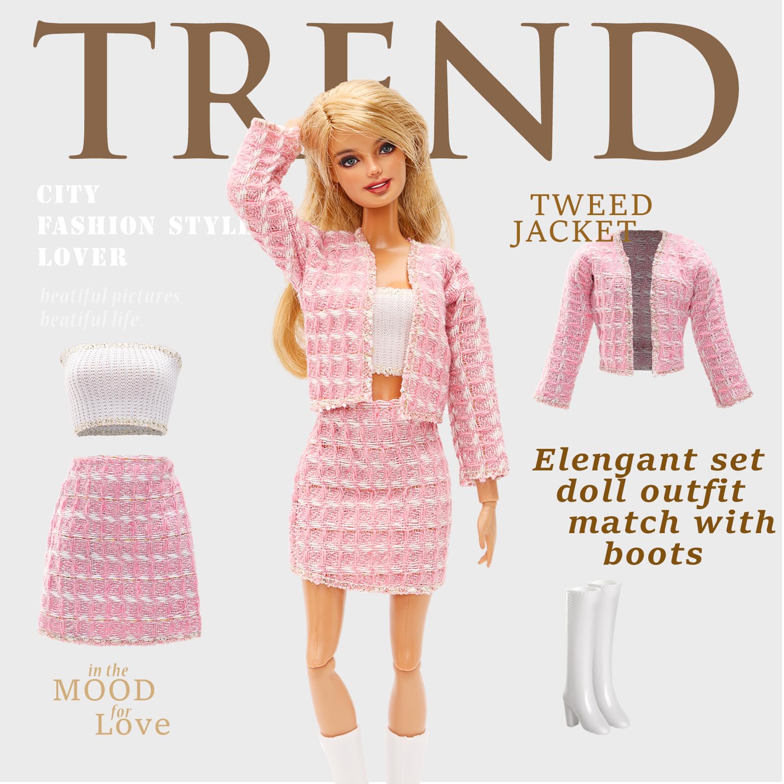 Ensemble Vêtements Poupée 17 Cm - 4 Pièces Style Chic - Qualité Haute Gamme Pour Filles Garçons